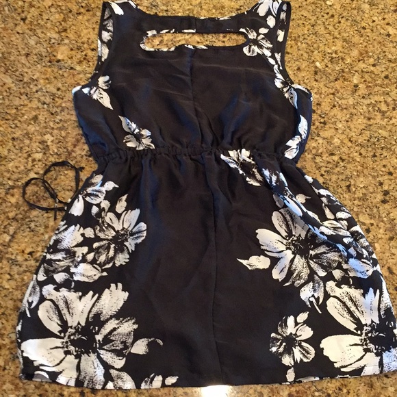 Allen B Black Floral Sheer Mini Dress - Picture 6 of 7
